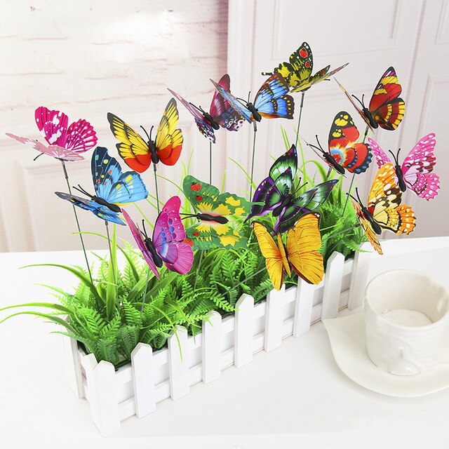 Adornos decorativos de mariposas para plantas
